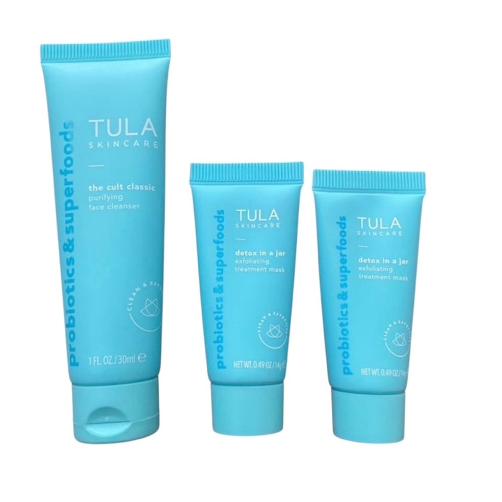 🩵NEW TULA Travel Trio (1 Purifying Face Cleaner & 2 Exfoliating Treatment Mask)
